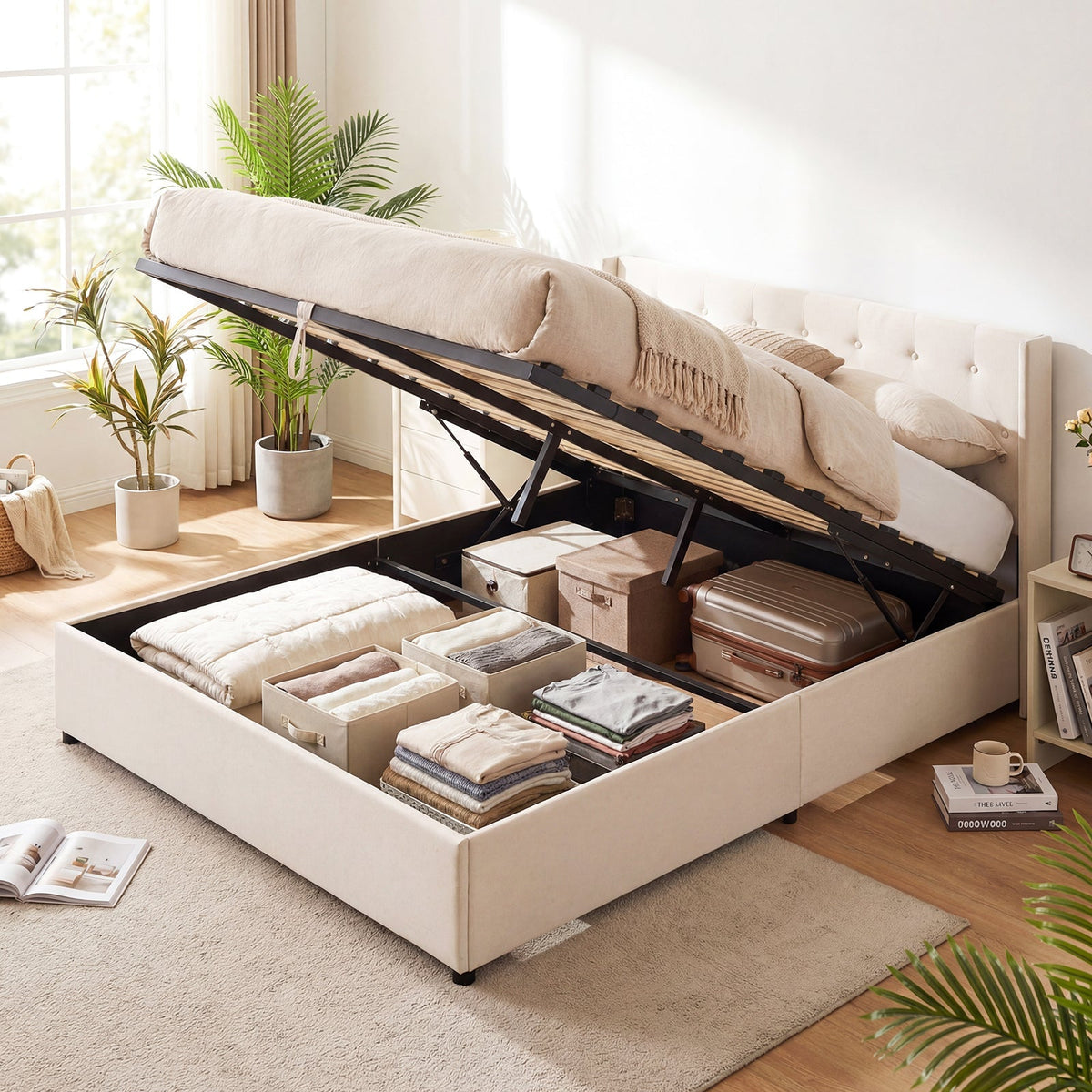 Queen Size Lift-up Storage Bed