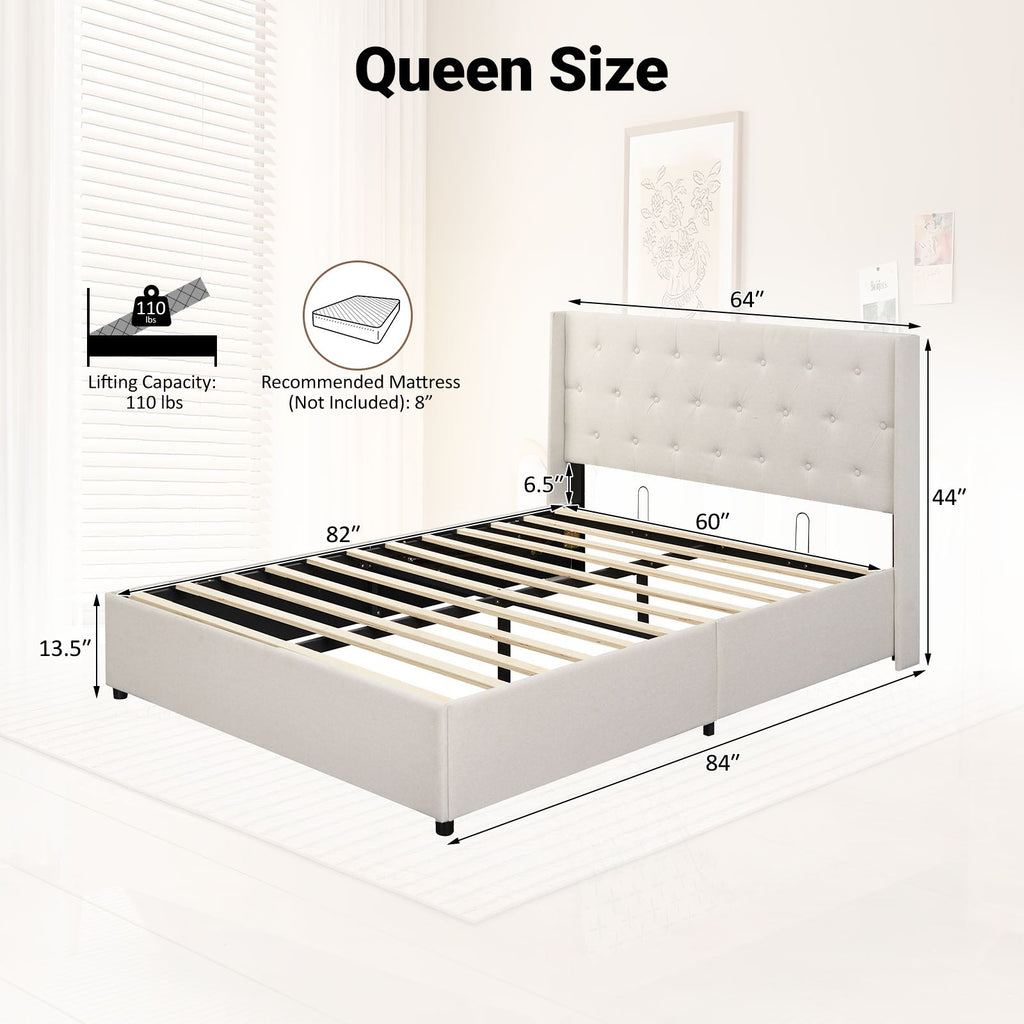 Queen Size Lift-up Storage Bed