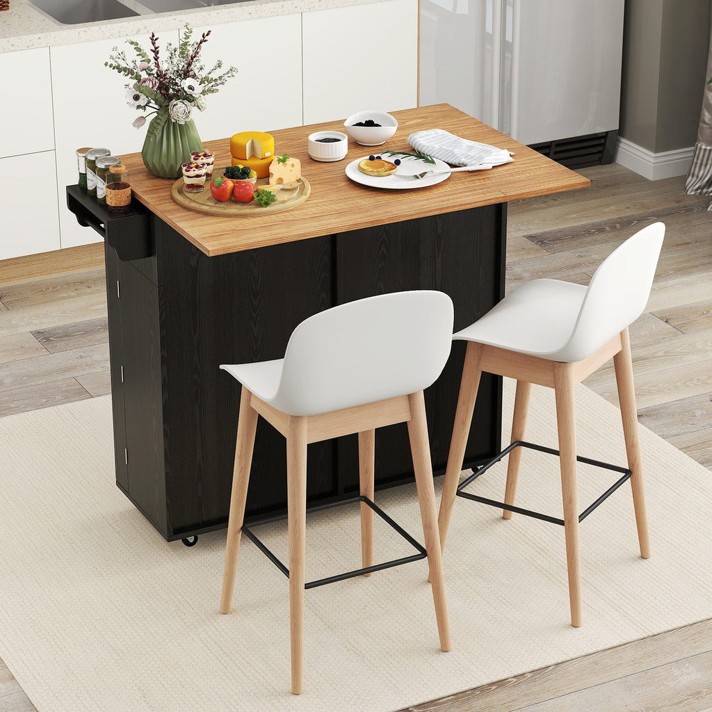 Rolling Kitchen Island with Trash Can Cabinet