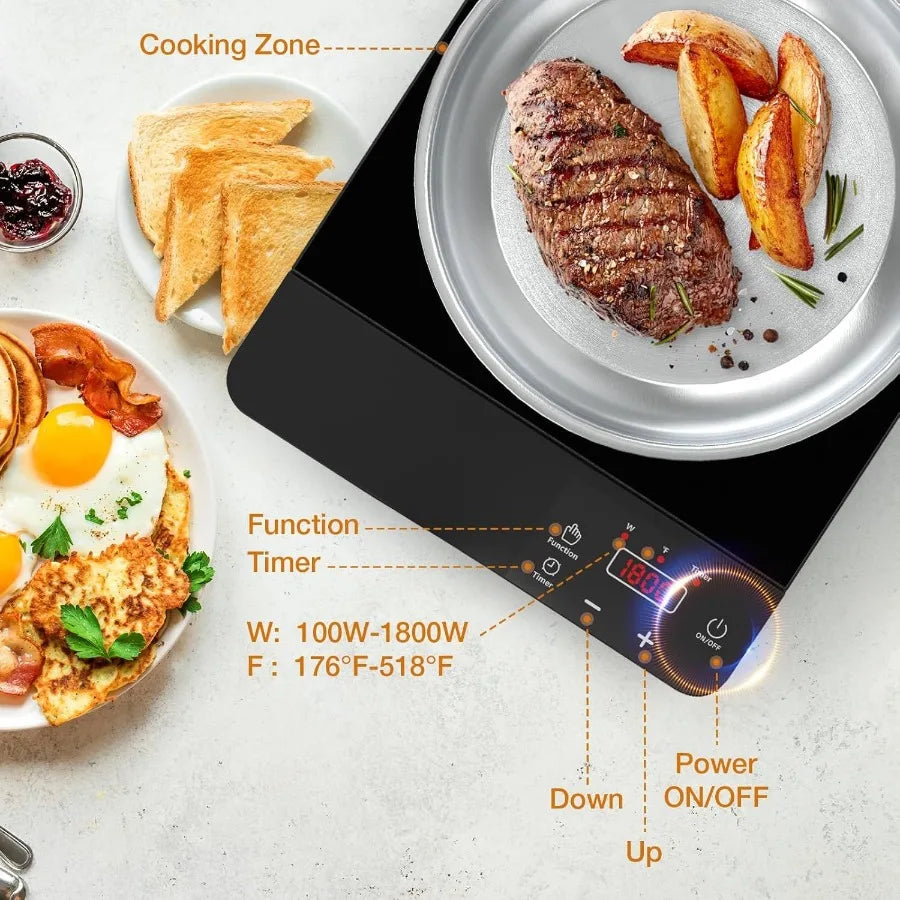 Portable Induction Cooktop 1800W with 10 Inch Fry Pan