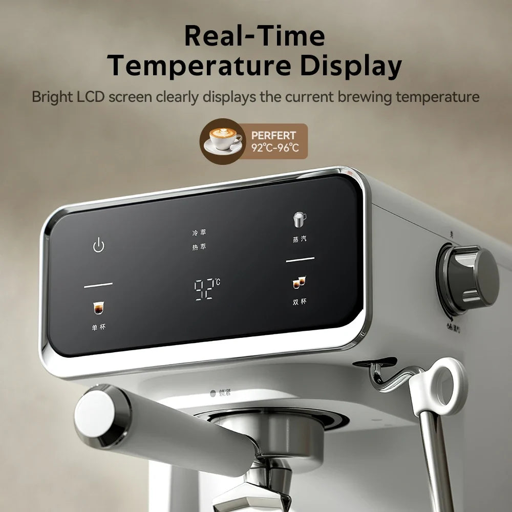 Espresso Coffee Machine With Milk Frother Wand And Removable Water Tank