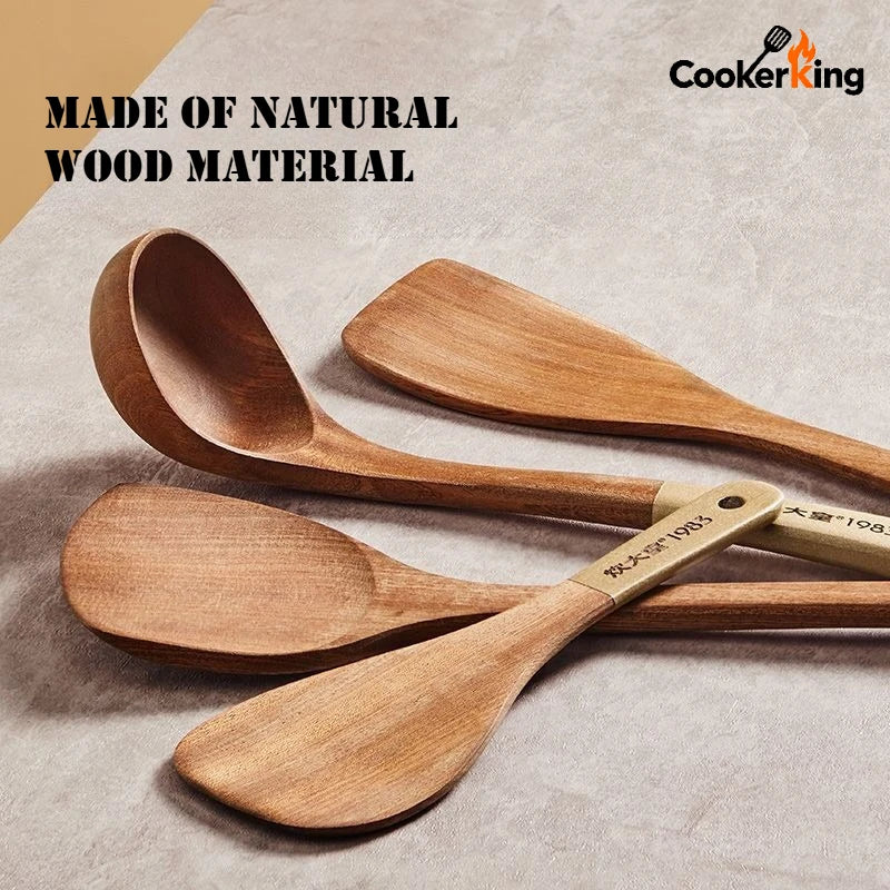Ebony Wood Spatula and Spoon Set for Kitchen