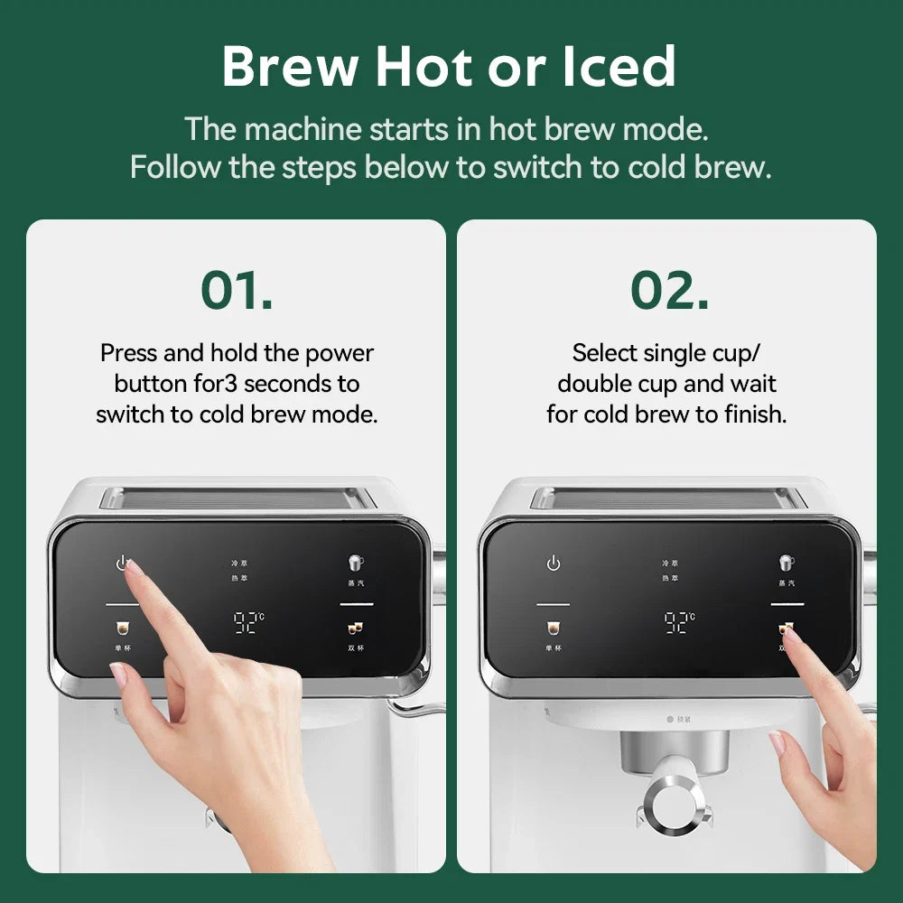 Espresso Coffee Machine With Milk Frother Wand And Removable Water Tank