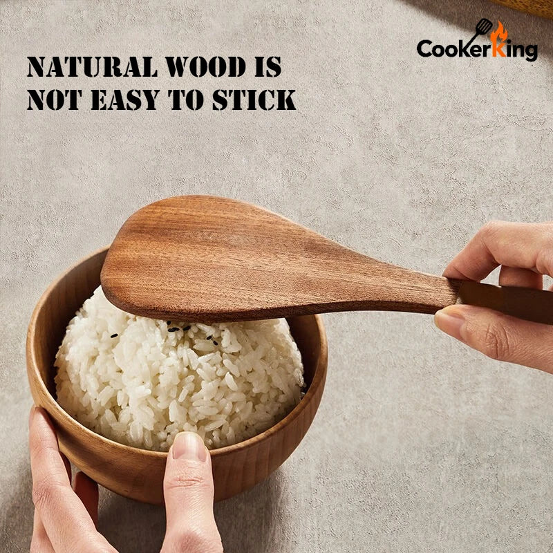Ebony Wood Spatula and Spoon Set for Kitchen