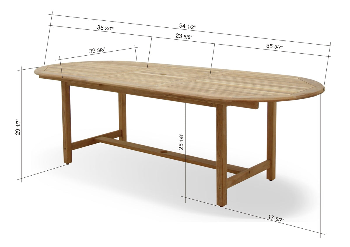 Certified Teak Wood Outdoor Patio Extendable Dining Set