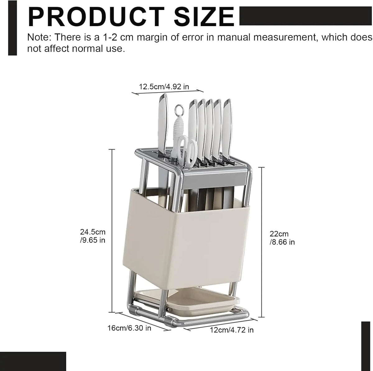Knife Block with Drain Tray, Knife Holder without Knives