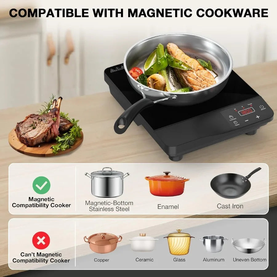 Portable Induction Cooktop 1800W with 10 Inch Fry Pan
