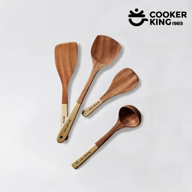 Ebony Wood Spatula and Spoon Set for Kitchen