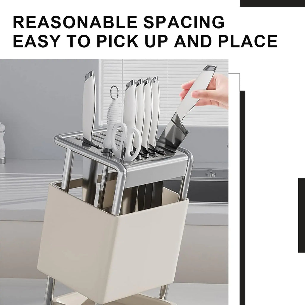 Knife Block with Drain Tray, Knife Holder without Knives