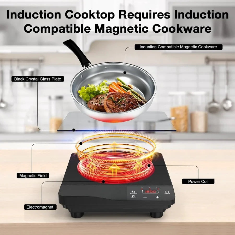 Portable Induction Cooktop 1800W with 10 Inch Fry Pan