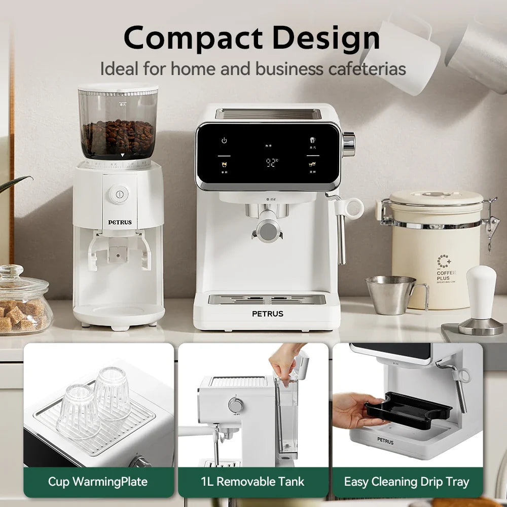 Espresso Coffee Machine With Milk Frother Wand And Removable Water Tank