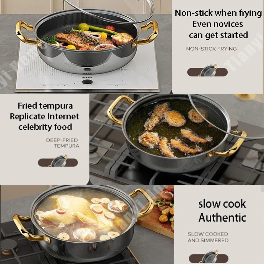 Stainless Steel Frying Pan Non-stick Soup Pot