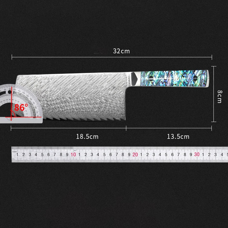 73-layers Damascus AUS-10 Steel Blade Sharp Chef Cleaver