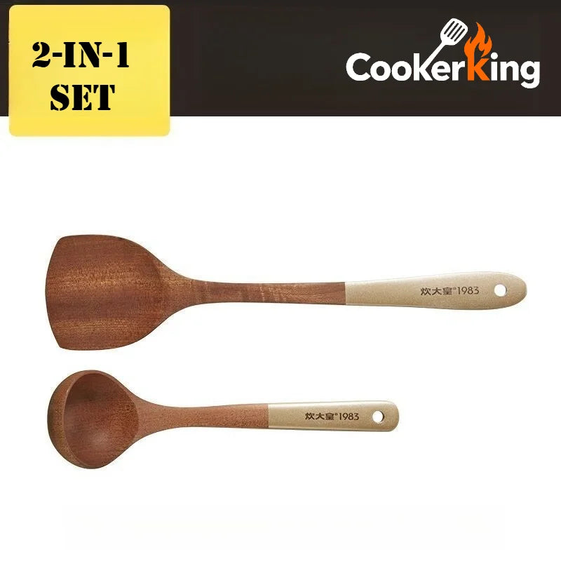 Ebony Wood Spatula and Spoon Set for Kitchen