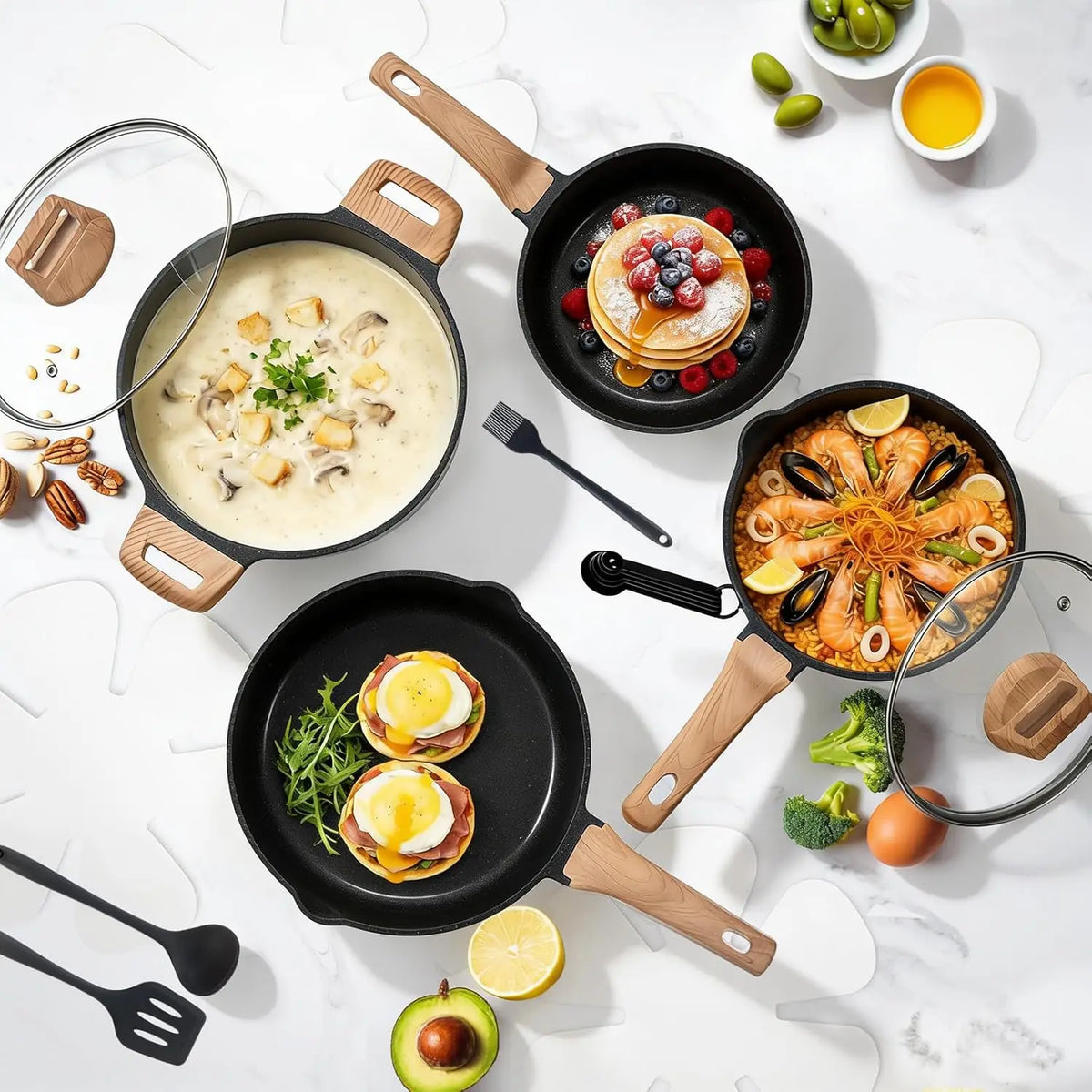 25-Piece Nonstick Cookware Set, Induction Compatible