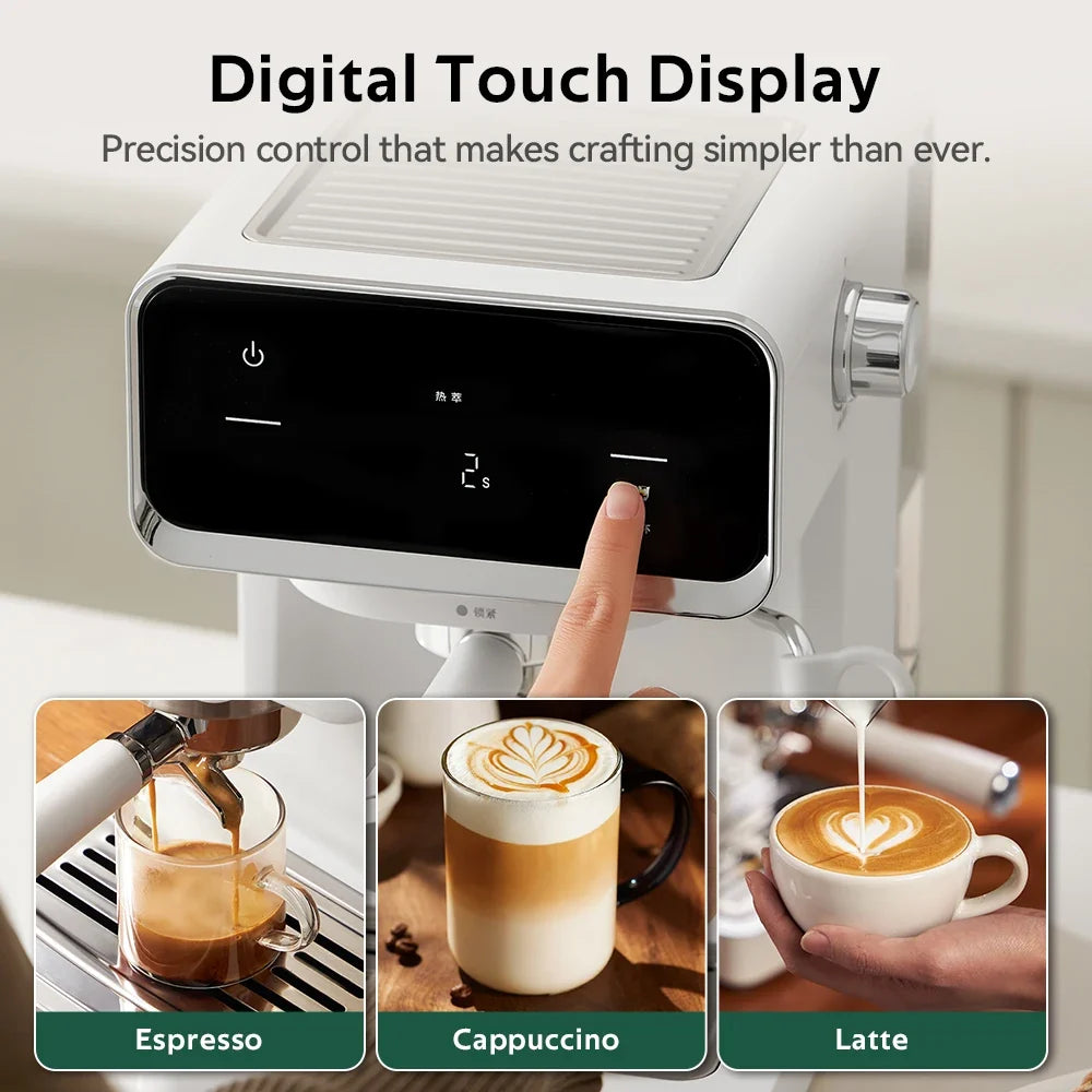 Espresso Coffee Machine With Milk Frother Wand And Removable Water Tank