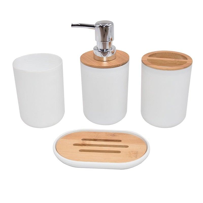 Bamboo Bathroom Accessories Set