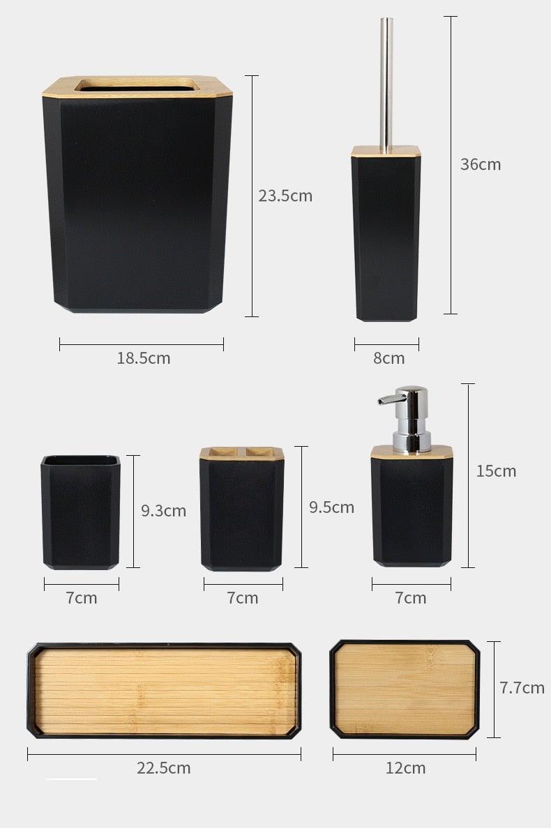 Bamboo Bathroom Accessories Set