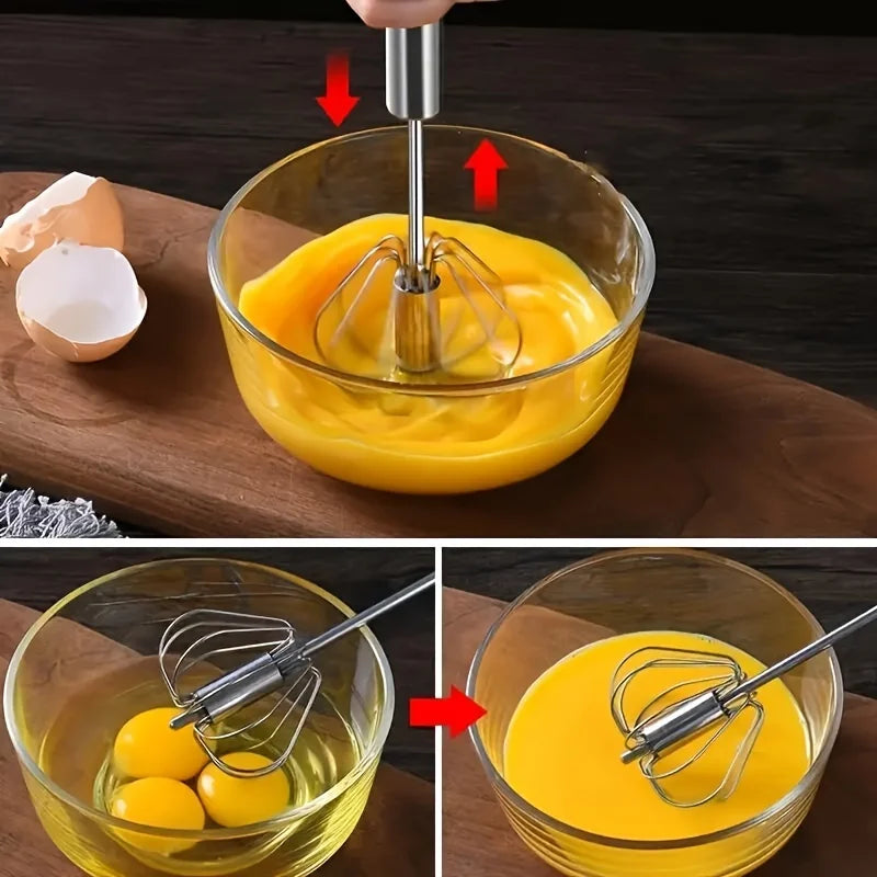 Stainless Steel Egg Beater Durable Semi-Automatic
