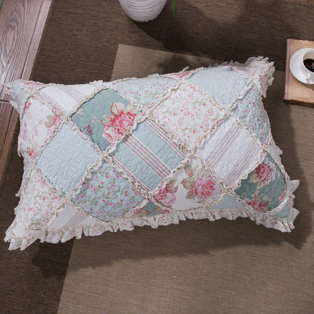 DaDa Bedding Hint of Mint Pastel Patchwork Quilt Set