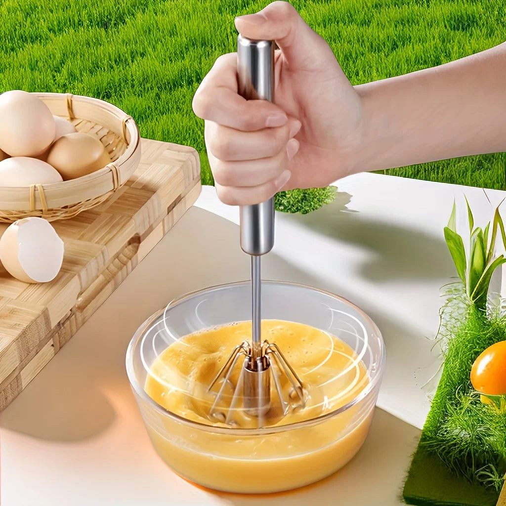 Stainless Steel Egg Beater Durable Semi-Automatic