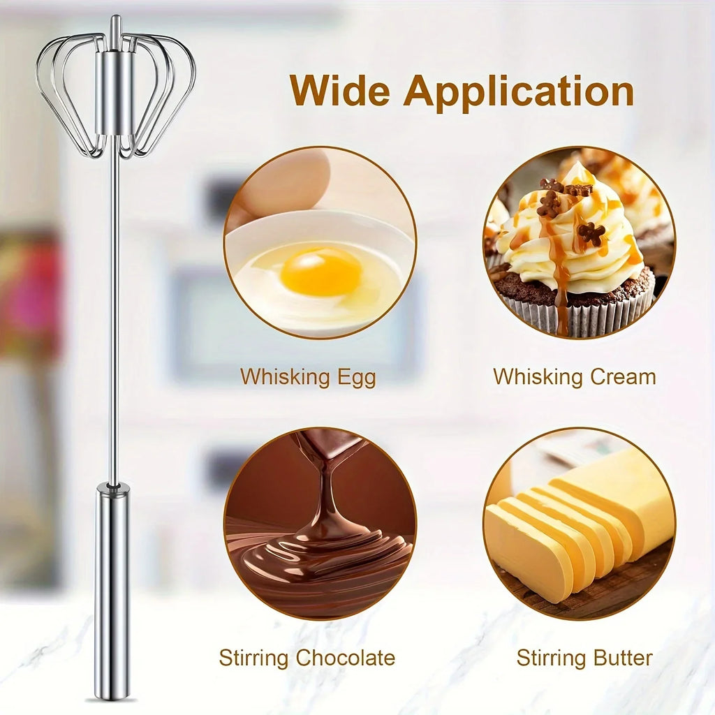 Stainless Steel Egg Beater Durable Semi-Automatic