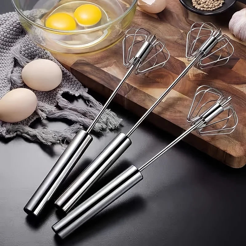 Stainless Steel Egg Beater Durable Semi-Automatic