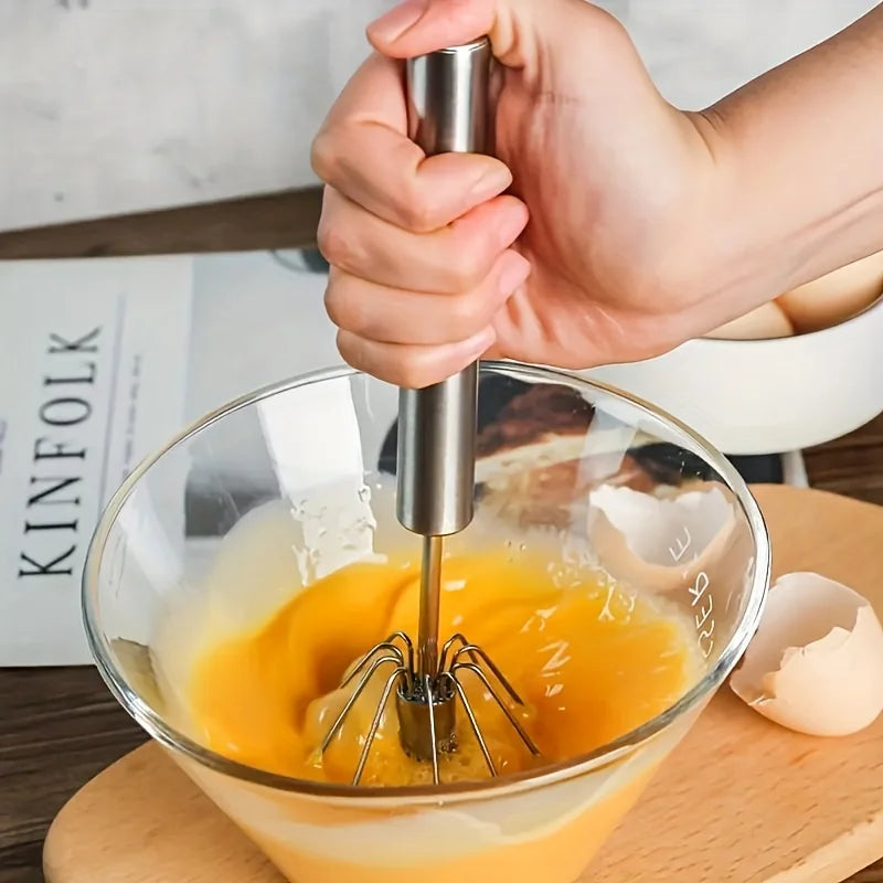 Stainless Steel Egg Beater Durable Semi-Automatic