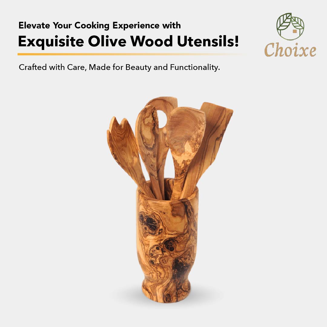 Olive Wood Kitchen Utensil Set 6-Piece