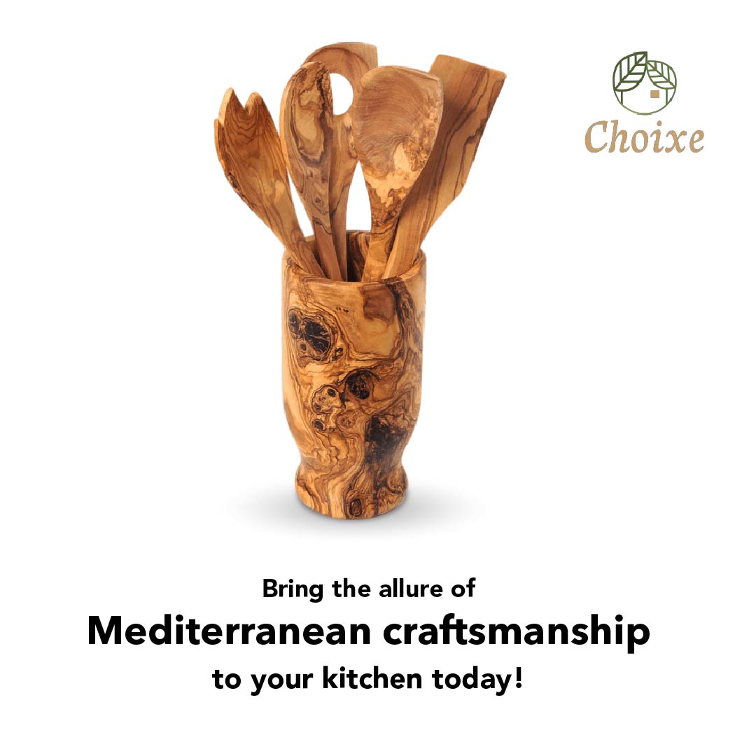 Olive Wood Kitchen Utensil Set 6-Piece