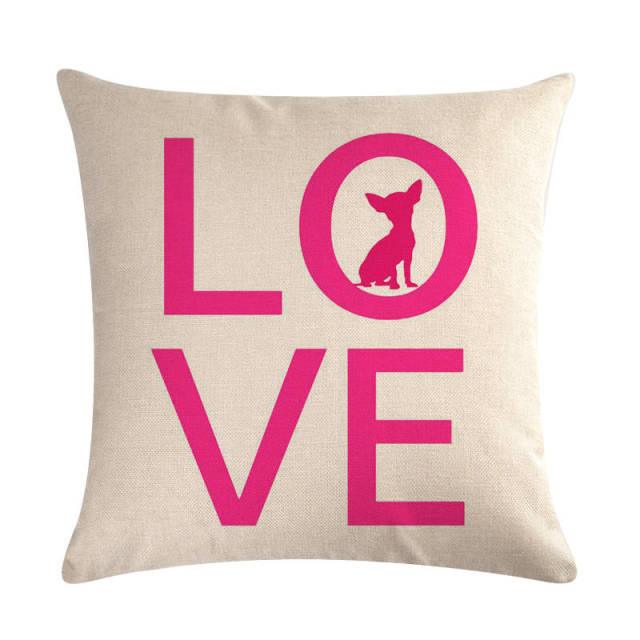 Pet Dog Elegant Design Linen Cotton Throw Pillow