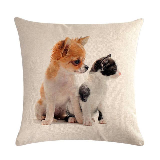 Pet Dog Elegant Design Linen Cotton Throw Pillow
