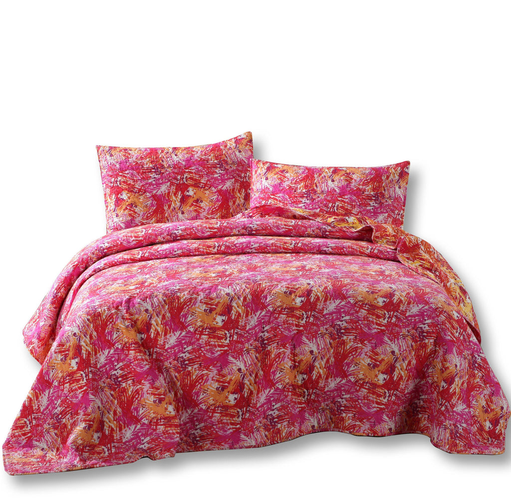 DaDa Bedding Lovely Pop of Colors Reversible Quilted Bedspread Set