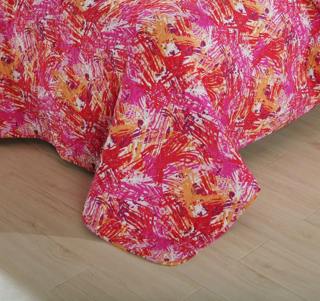 DaDa Bedding Lovely Pop of Colors Reversible Quilted Bedspread Set
