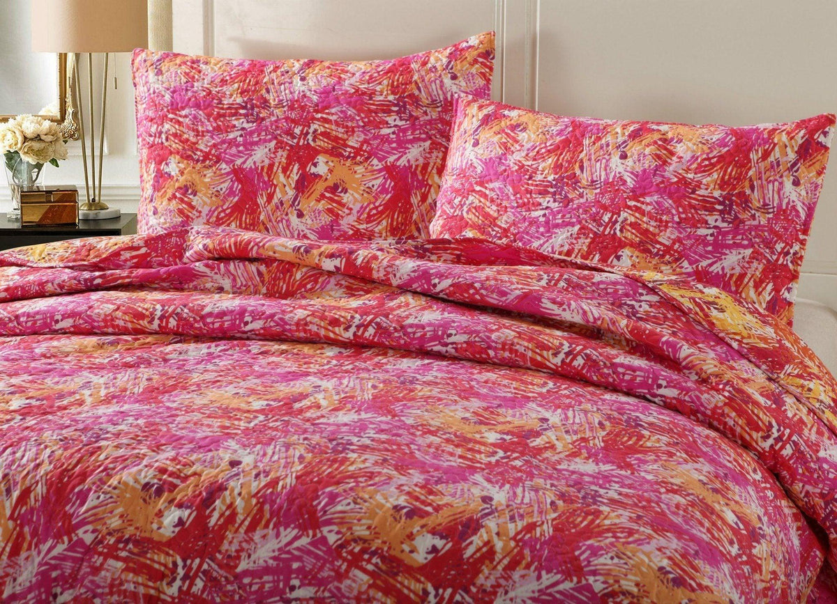 DaDa Bedding Lovely Pop of Colors Reversible Quilted Bedspread Set