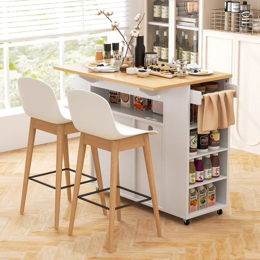 Rolling Kitchen Island Cart with Power Outlet